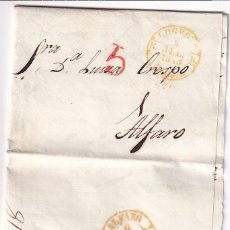 Sellos: PREFILATELIA. CARTA ENTERA. LOGROÑO A ALFARO, RIOJA. 1845. RARO BAEZA AMARILLO