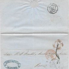 Sellos: 1855 CARTA COMPLETA PREFILATELIA SANTANDER A PARIS, FRANCIA. ANTES DEL CONVENIO DE 1859. Lote 315266018