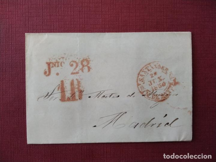 Sellos: circulada y escrita 1850 de santander a madrid - Foto 1