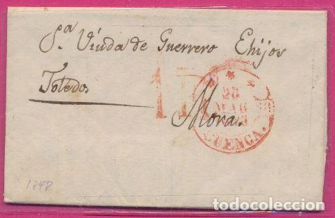 Sellos: CUENCA A MORA TOLEDO 1848 BAEZA EN ROJO - Foto 1