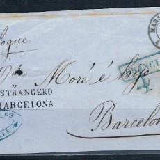 Sellos: FRONTAL PREFILATÉLICO PREFILATELIA BARCELONA MARSELLA 1857