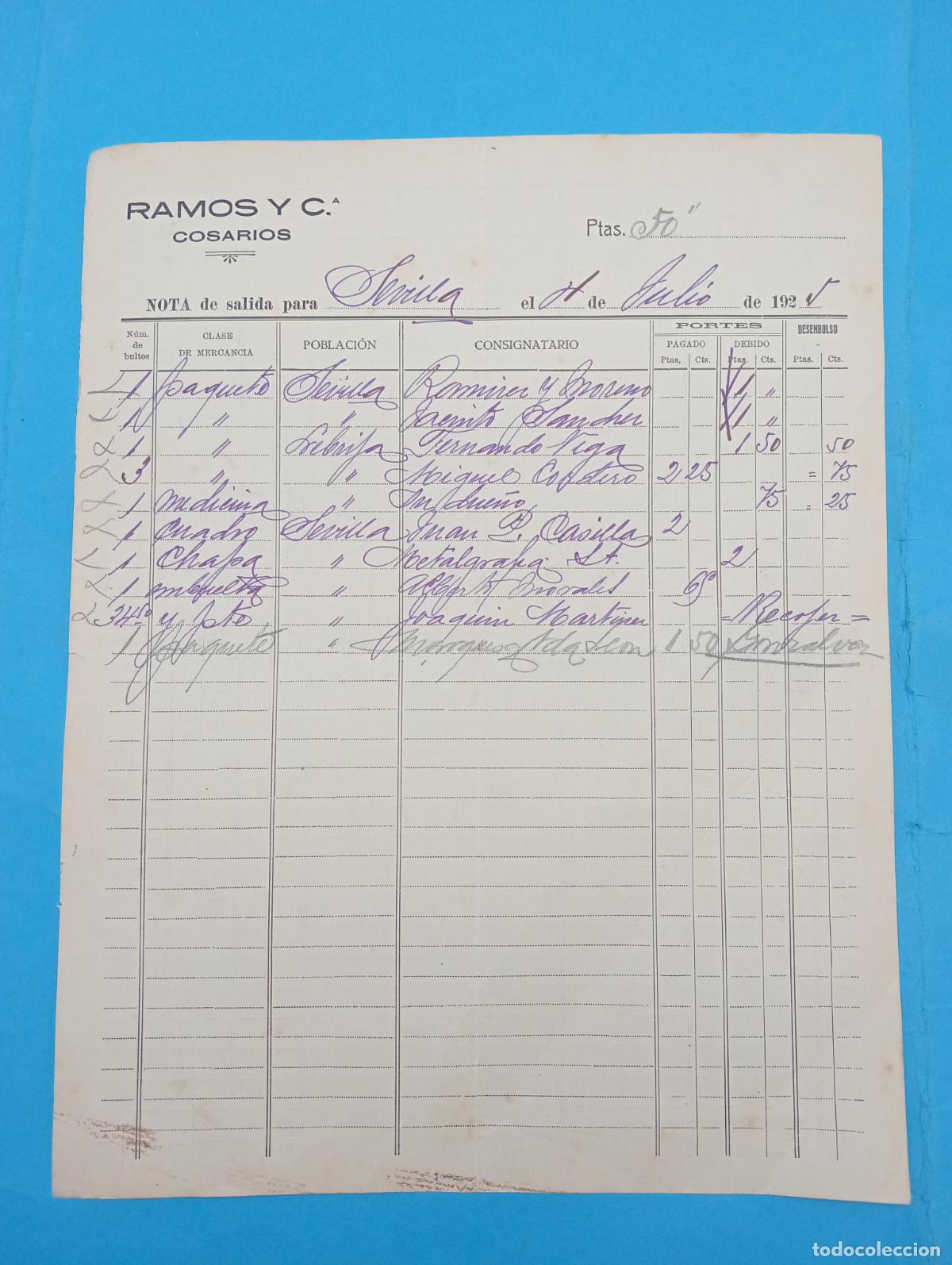 Sellos: COSARIOS. RAMOS Y C&ordf;. SEVILLA. 1925. - Foto 1