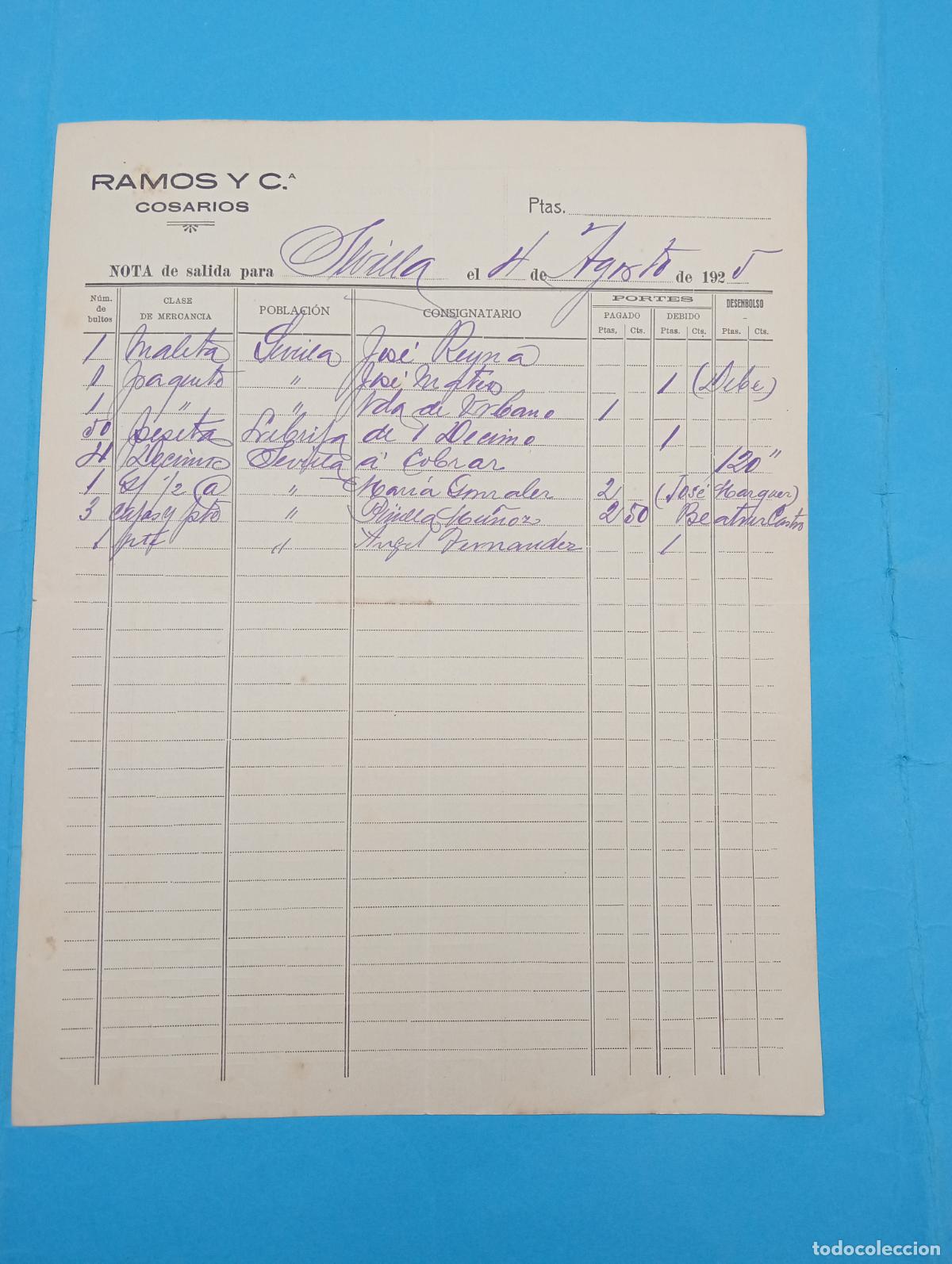 Sellos: COSARIOS. RAMOS Y C&ordf;. SEVILLA. 1925. - Foto 1