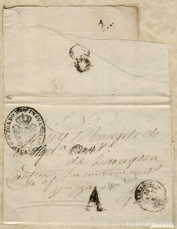 Sellos: FA1095. PREFILATELIA - Pieza postal (plica) con marca de abono de Alca&ntilde;iz a Zaragoza