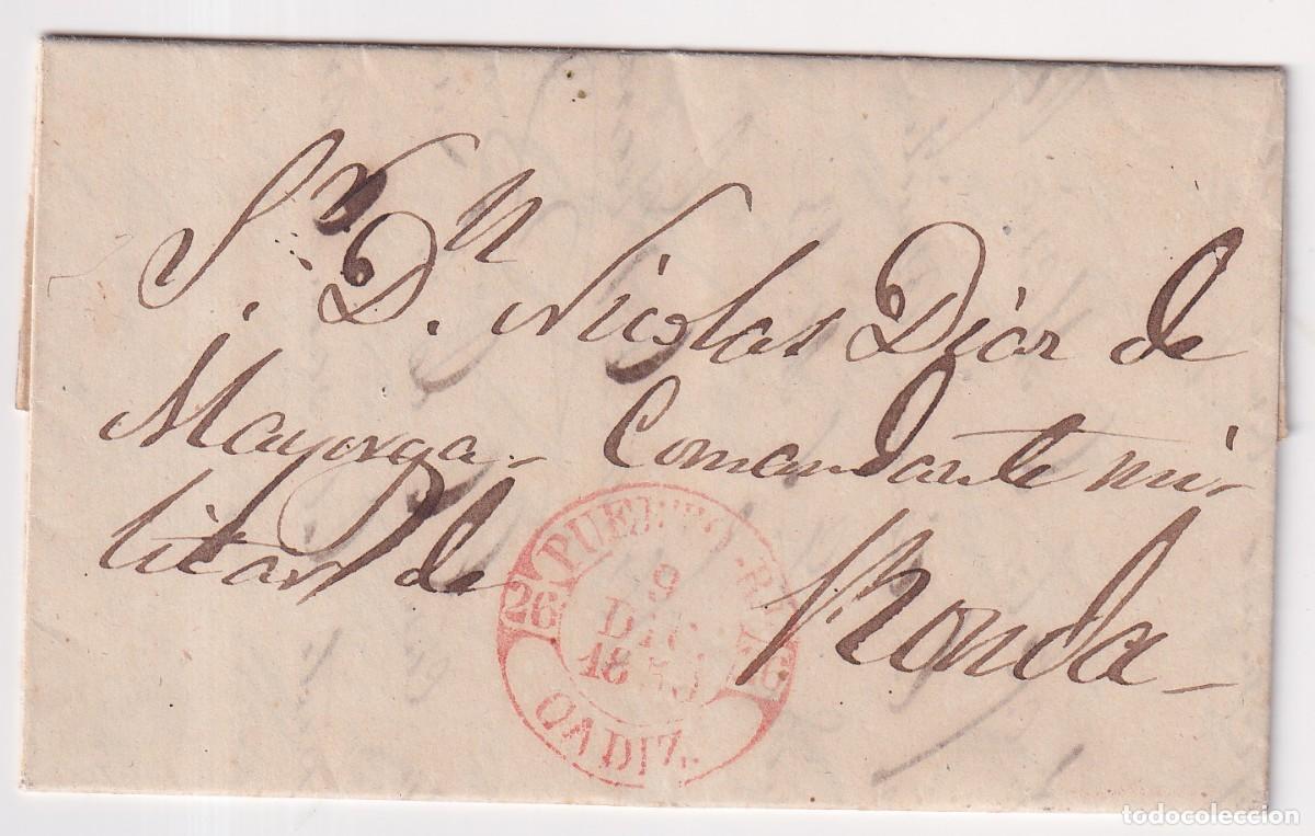 Sellos: PUERTO REAL 1850 - CARTA CIRCULADA DE PUERTO REAL A RONDA - FOTOS ADICIONALES