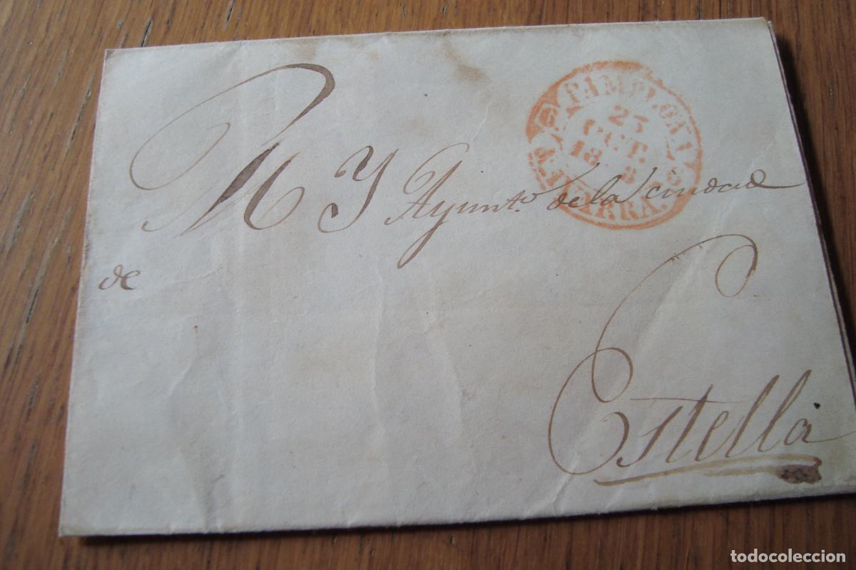 Sellos: FREFILATELIA. CARTA ENVIADA AL AYUNTAMIENTO DE ESTELLA. PAMPLONA NAVARRA 1848
