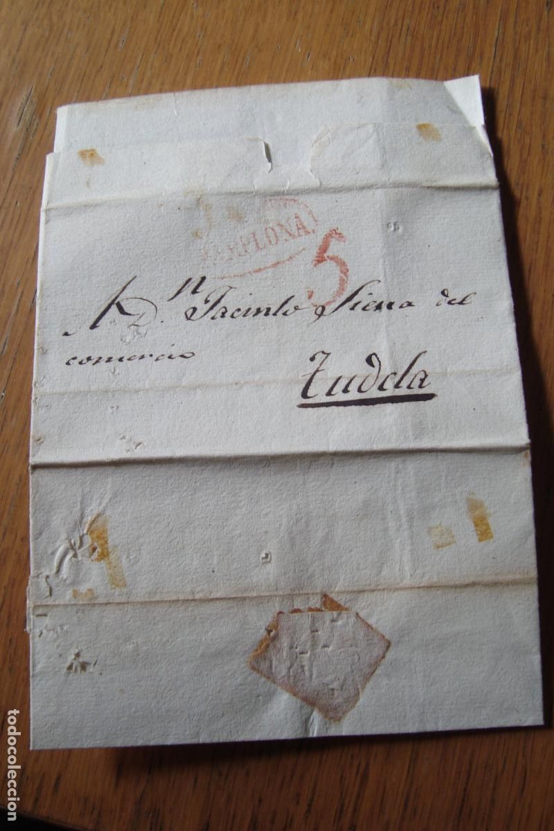 Sellos: PREFILATELIA. CARTA A JACINTO SIERRA DEL COMERCIO TUDELA. MENDIZABAL GALLAN. PAMPLONA 1838?