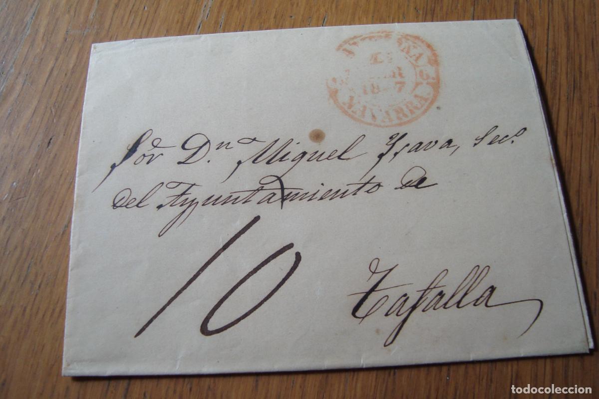 Sellos: PREFILATELIA. CARTA ENVIADA A MIGUEL YSAVA AYUNTAMIENTO TAFALLA. RAMON BANASOAIN PAMPLONA 1847.