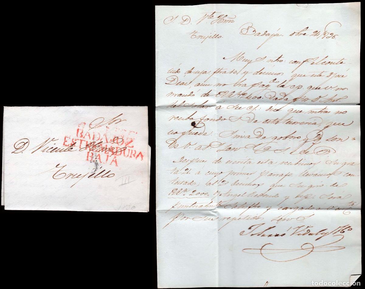 Sellos: Badajoz - Prefilatelia - PE 10 - Carta a Trujillo + porteo &rdquo;5&rdquo;