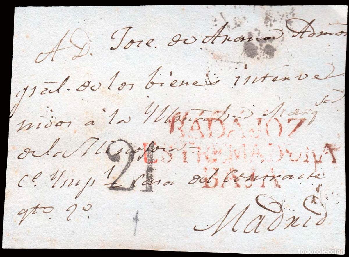 Sellos: Badajoz - Prefilatelia - PE 10 - Frontal a Madrid + porteo &rdquo;21&rdquo;