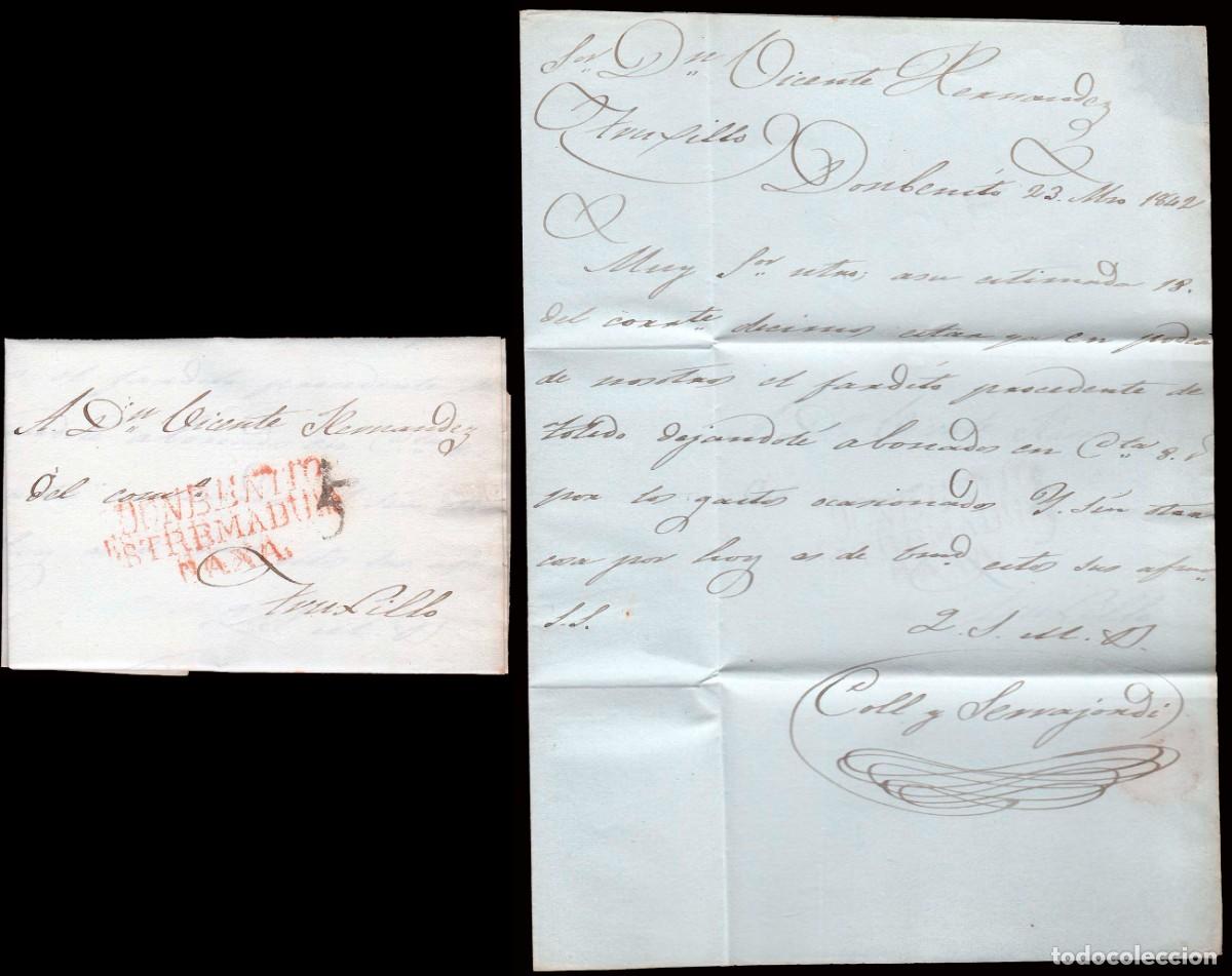 Sellos: Badajoz - Prefilatelia - Don Benito PE 3R - 1842 - Carta a Trujillo + porteo &rdquo;5&rdquo;