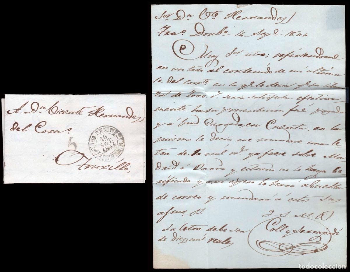 Sellos: Badajoz - Prefilatelia - Don Benito PE 4N - 1844 - Carta a Trujillo + porteo &rdquo;5&rdquo;