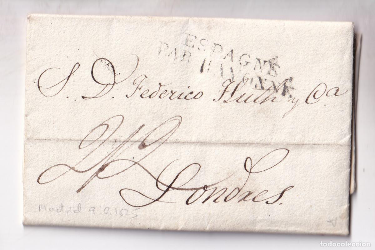 Sellos: PREFILATELIA. MADRID A LONDRES. 1825. CARTA ENTERA