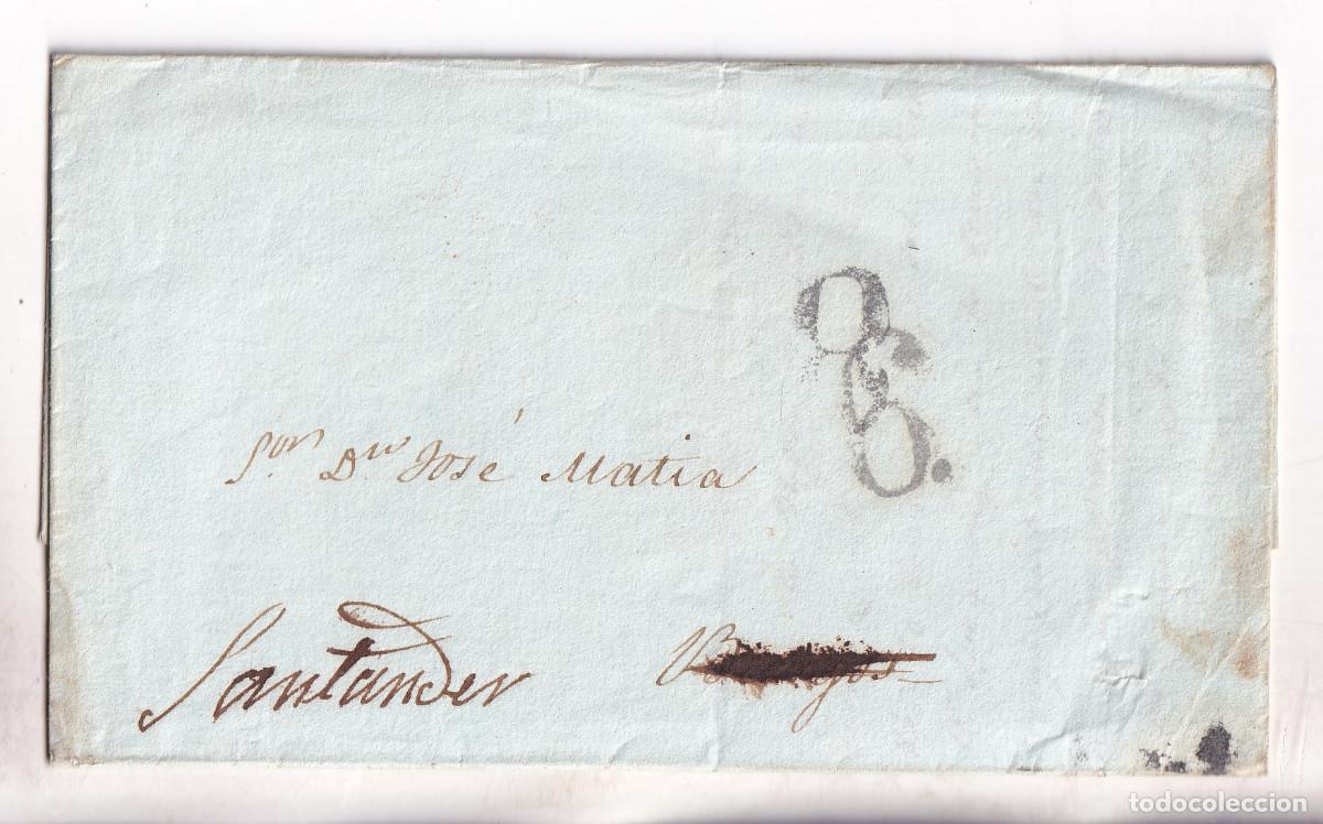 Sellos: PREFILATELIA. ENVUELTA. A BURGOS Y SANTANDER. PORTEO RECTIFICADO. MARCA ABONO MUY RARA