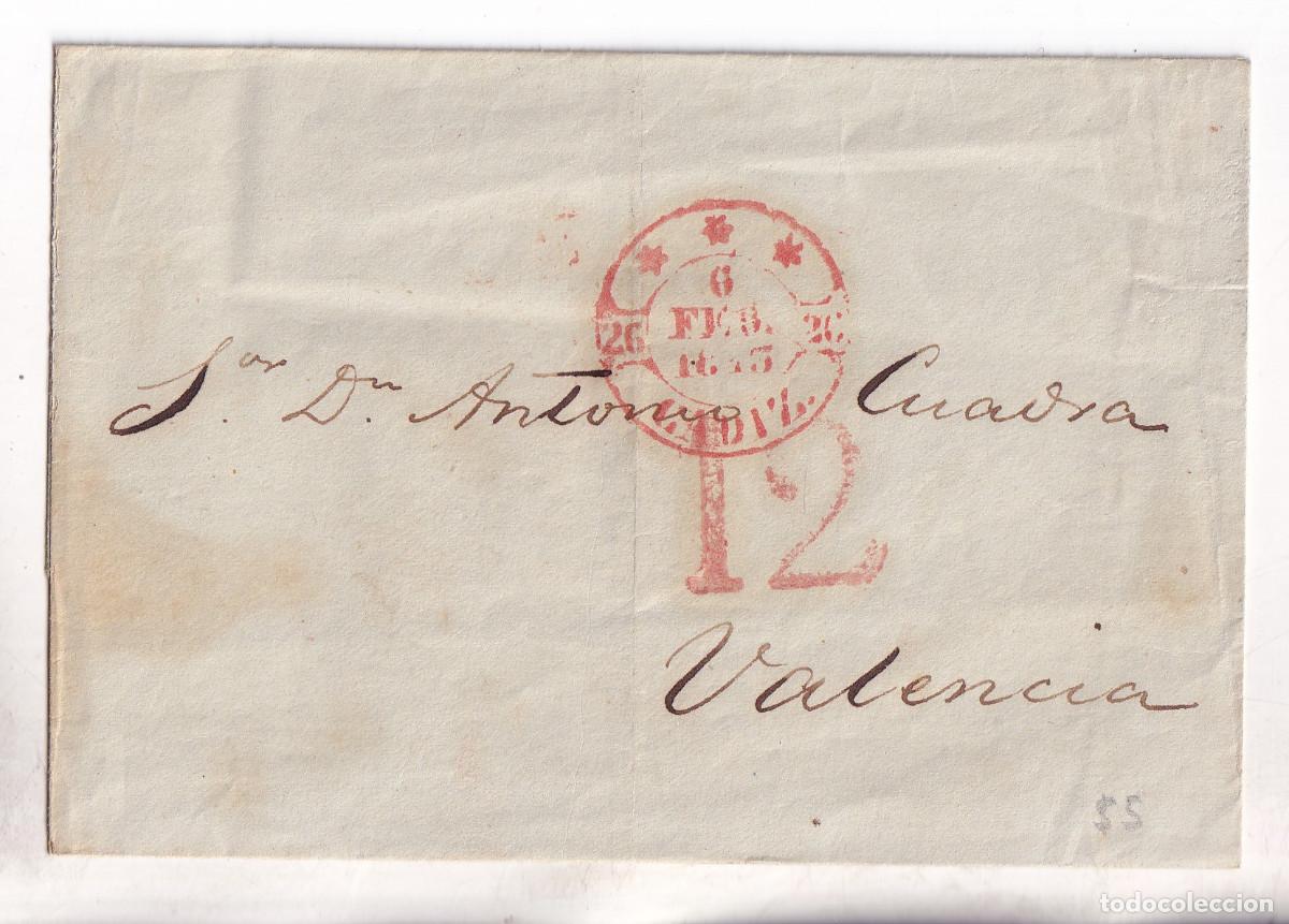 Sellos: PREFILATELIA. ENVUELTA. C&Aacute;DIZ A VALENCIA. 1843. LLEGADA