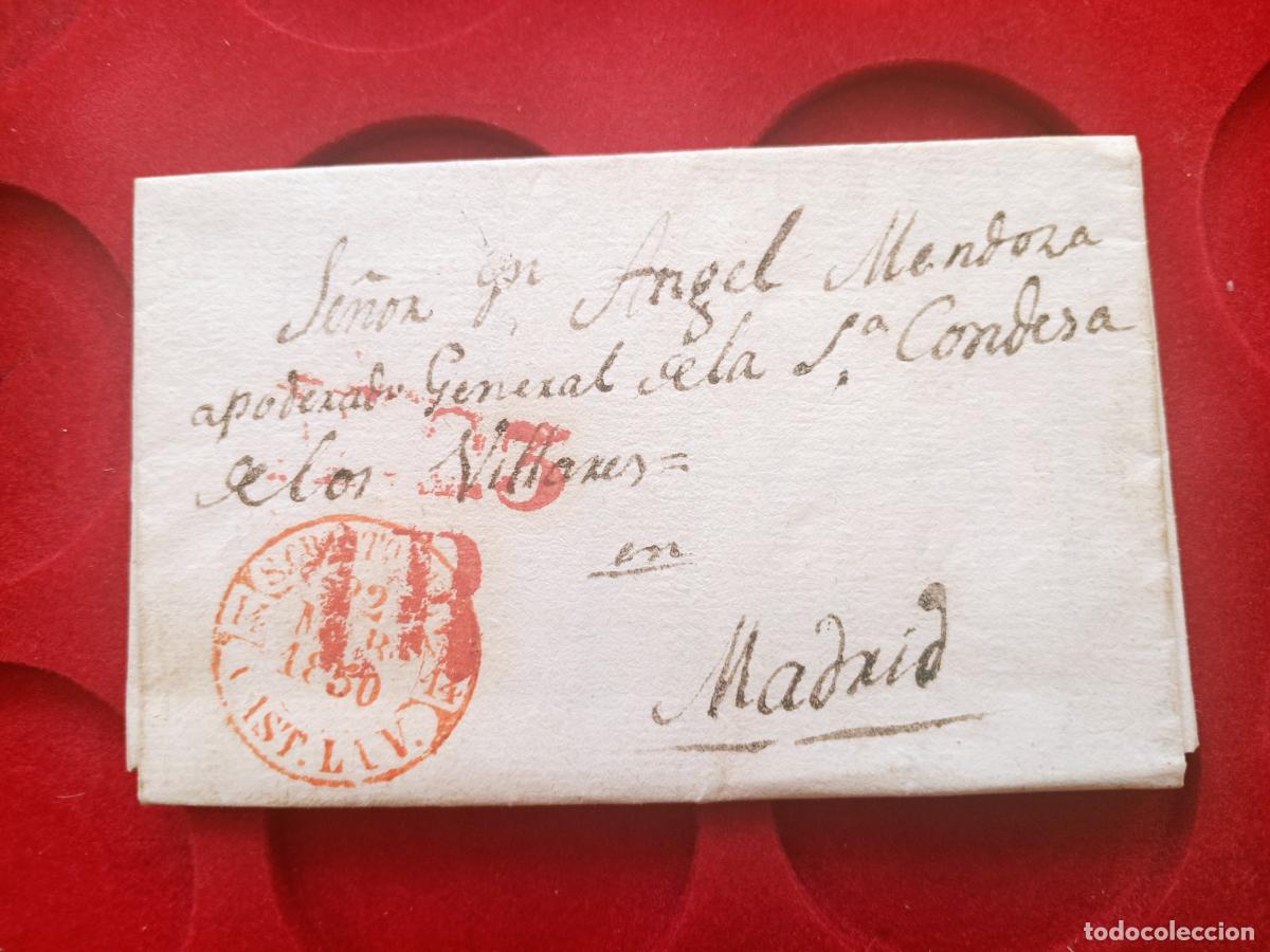 Sellos: PREFILATELIA Apoderado de la condesa de los Villares, Madrid 1850 San Crist&oacute;bal, Zamora