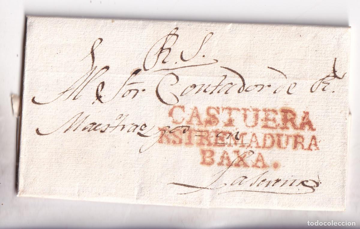 Sellos: PREFILATELIA. CARTA ENTERA REAL SERVICIO. CASTUERA. 1831. EXTREMADURA. BADAJOZ