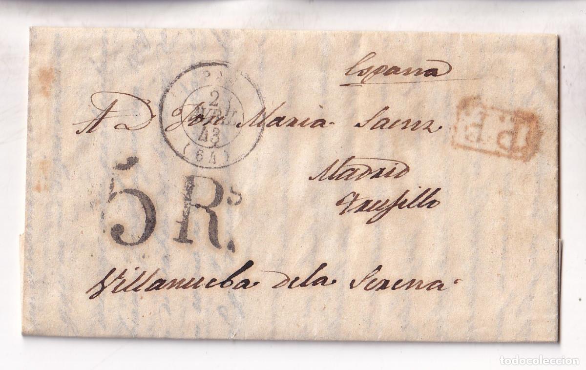 Sellos: PREFILATELIA. CARTA ENTERA. PAU. 1843. A VILLANUEVA DE LA SERENA. PORTEO. EXTREMADURA