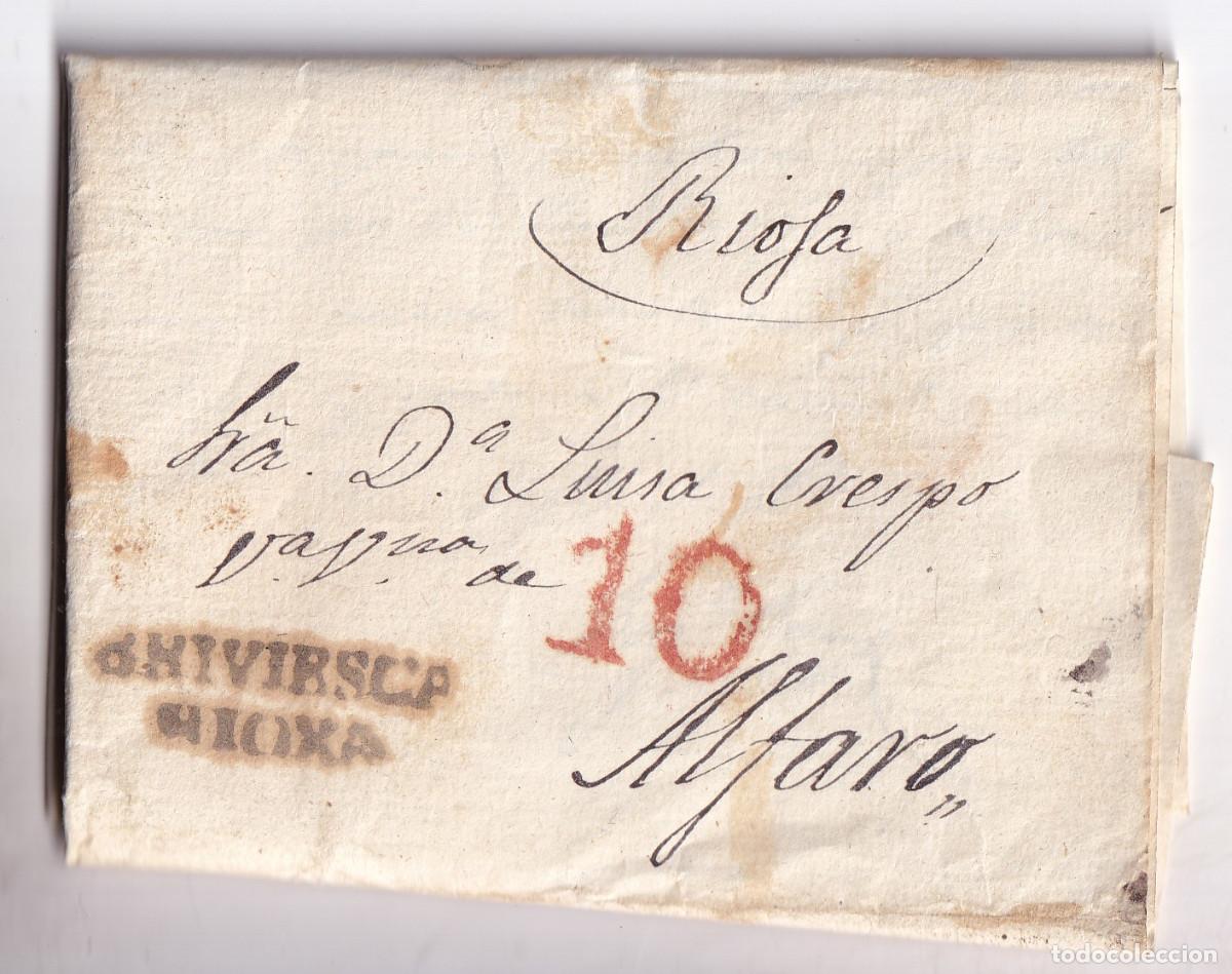Sellos: PREFILATELIA. CARTA ENTERA. BRIVIESCA. BURGOS. 1841. A ALFARO. RIOJA