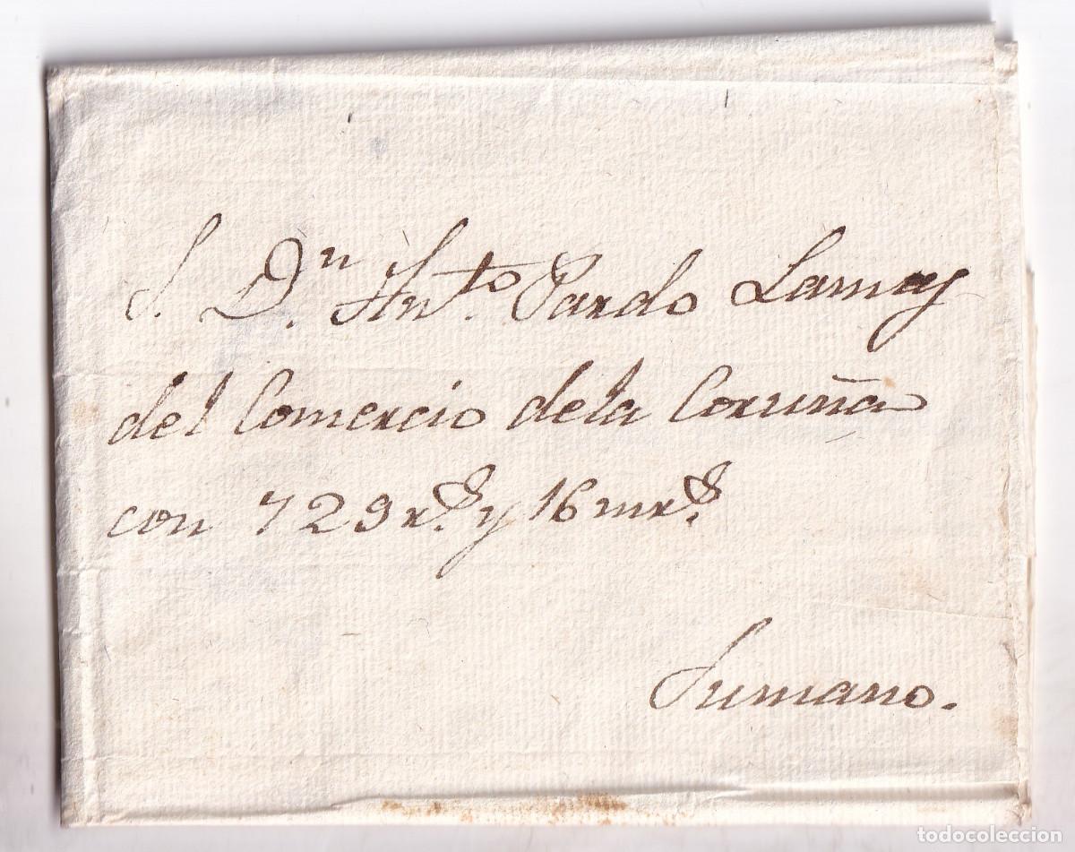 Sellos: PREFILATELIA. ENVUELTA CON INTERESANTE CUENTA. NEDA A CORU&Ntilde;A 1848. FUERA DE VALIJA. SU MANO. GALICIA