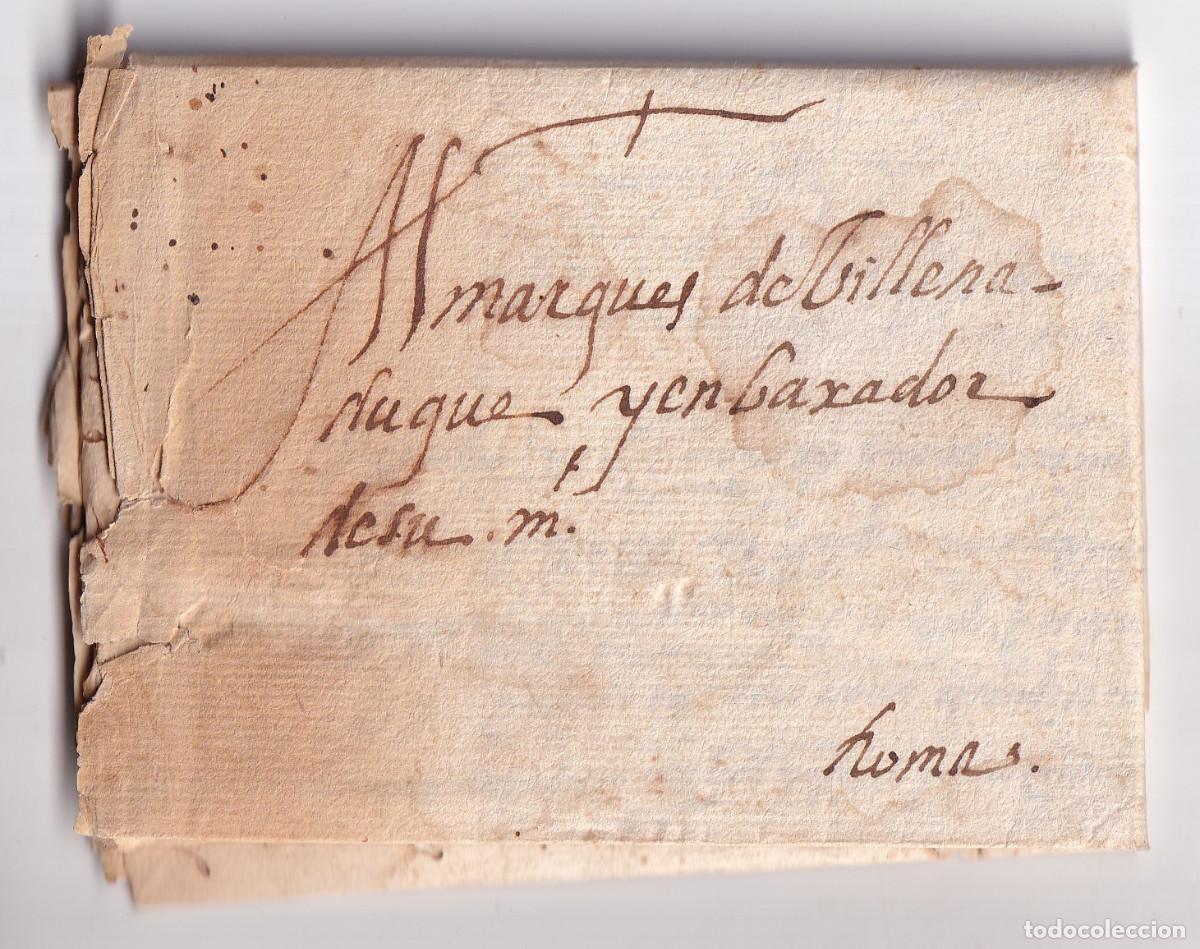 Sellos: PREFILATELIA. MUY RARA CARTA ENTERA AL EMBAJADOR MARQU&Eacute;S DE VILLENA EN ROMA, DE 1603 A 1606