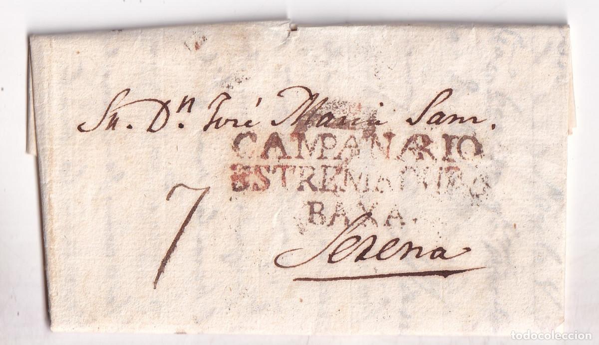 Sellos: PREFILATELIA. CARTA ENTERA. CAMPANARIO. 1841. EXTREMADURA