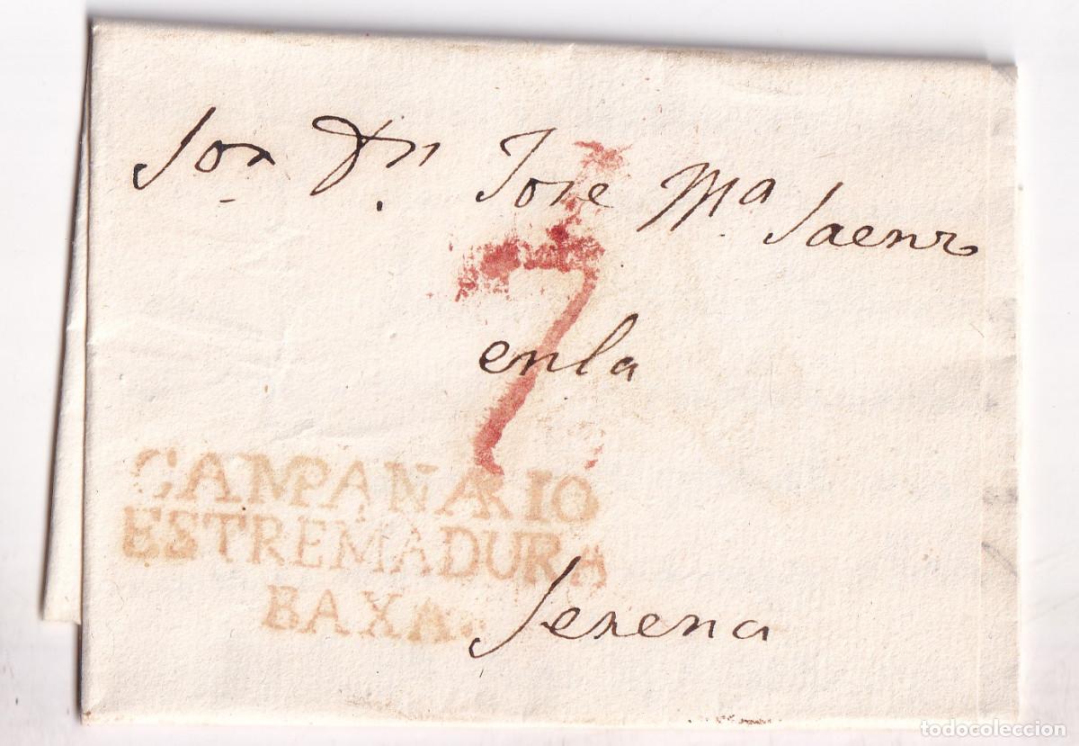 Sellos: PREFILATELIA. CARTA ENTERA. CAMPANARIO. 1842. EXTREMADURA