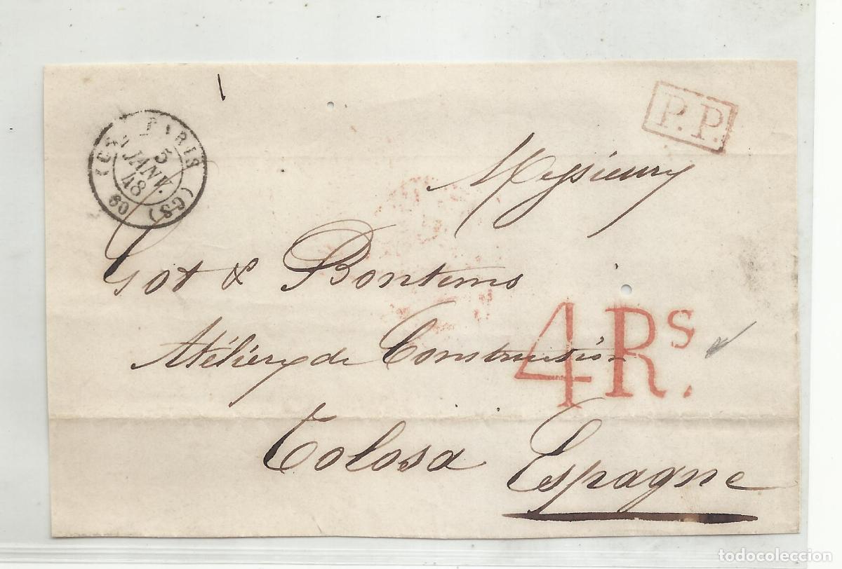 Sellos: frontal circulada 1848 de paris francia a tolosa guipuzcoa