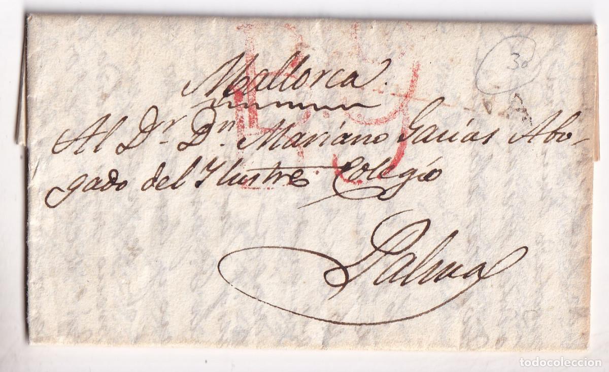 Sellos: PREFILATELIA. CARTA ENTERA SANT FELIU DE GUIXOLS. GIRONA. A UN ABOGADO DE PALMA. MALLORCA. 1836