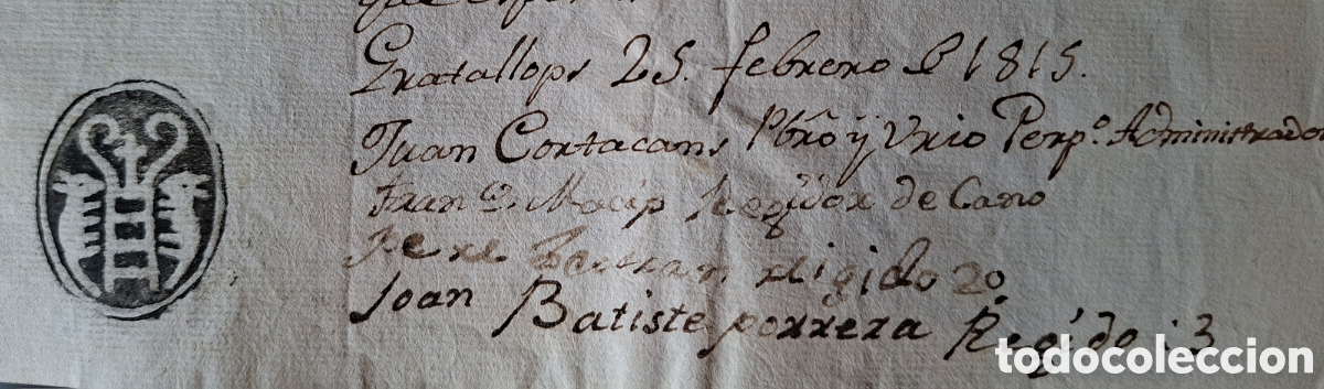 Briefmarken: Prefilatelia carta a Gratallops tarragona sello alcaldia 1815