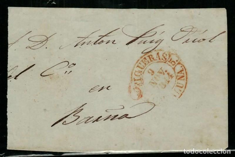 Sellos: FA1660B, HISTORIA POSTAL. 1844, 9 de noviembre. Cubierta de sobrescrito de Figueras a Barcelona
