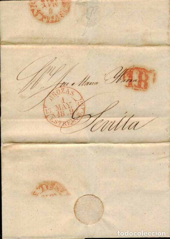 Sellos: FA1793B, PREFILATELIA. 1849, 1 de mayo. Sobrescrito circulado de Brozas a Sevilla
