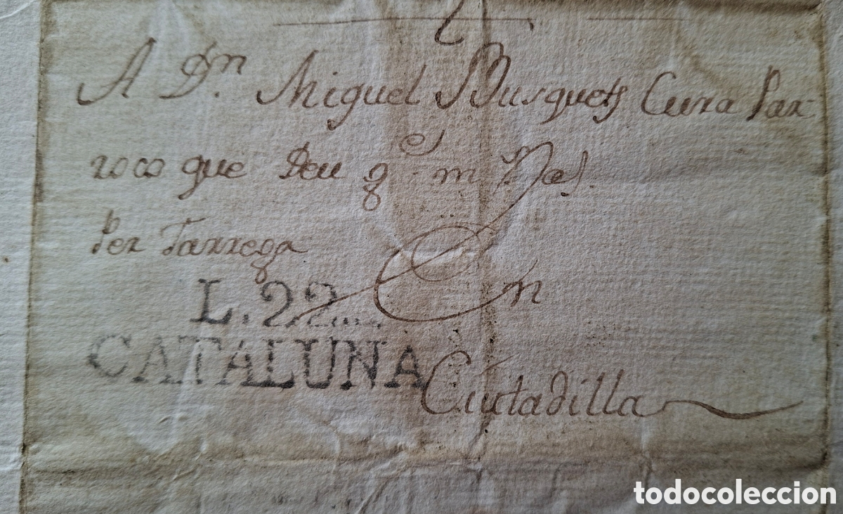 Briefmarken: Carta prefilatelia a Ciutadilla lerida por Tarrega 1808 marca L.22 Catalu&ntilde;a