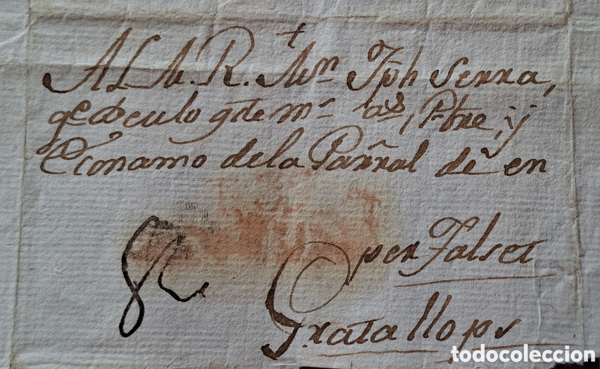 Briefmarken: Carta prefilatelia a Gratallops por Falset Tarragona porteo a mano 1814
