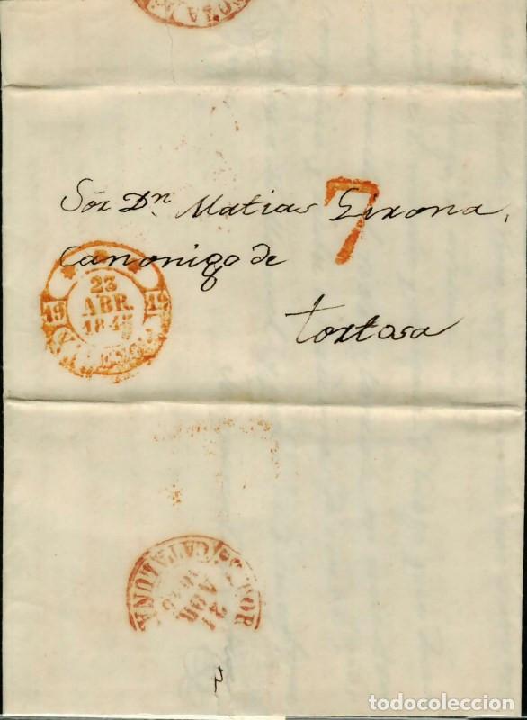 Sellos: FA1789. PREFILATELIA. 1845, 23 de abril. Sobrescrito circulado de Valencia a Tortosa