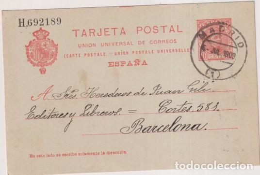 Briefmarken: Tarjeta Entero Postal 47. Serie 7&ordf;. 1904. Circulada de Madrid a Barcelona 8 Jul 1909
