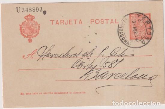 Timbres: Tarjeta Entero Postal 49. 1&ordf; Serie 1910. Circulada de Tortosa a Barcelona del 3 Abr. 1914