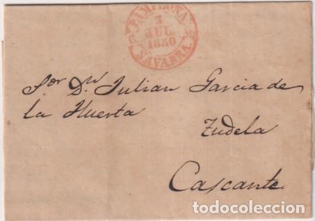 Stamps: Carta de Pamplona a Tudela-Cascante del 3 Jul. 1850 con Marca 34R