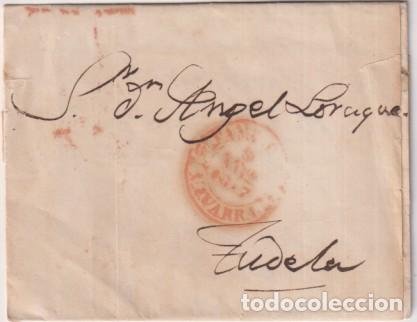 Stamps: Carta de Pamplona a Tudela del 9 Ago. 1847 con Baeza 34R. y fechador de llegada a Tudela
