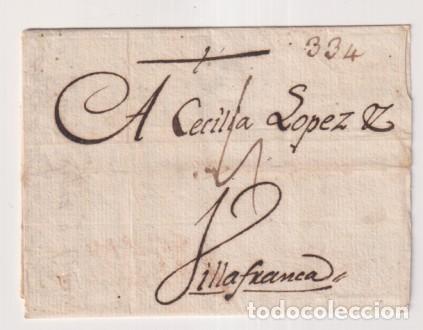 Stamps: Carta a Villafranca (del pened&eacute;s) Reconocimiento de haber recibido 10 pesos. nombres. Villafranca 18