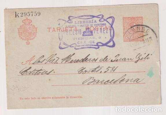 Stamps: Tarjeta Entero postal 49. circulada de Orense a Barcelona (Gili Editores) 21 Nov. 1919