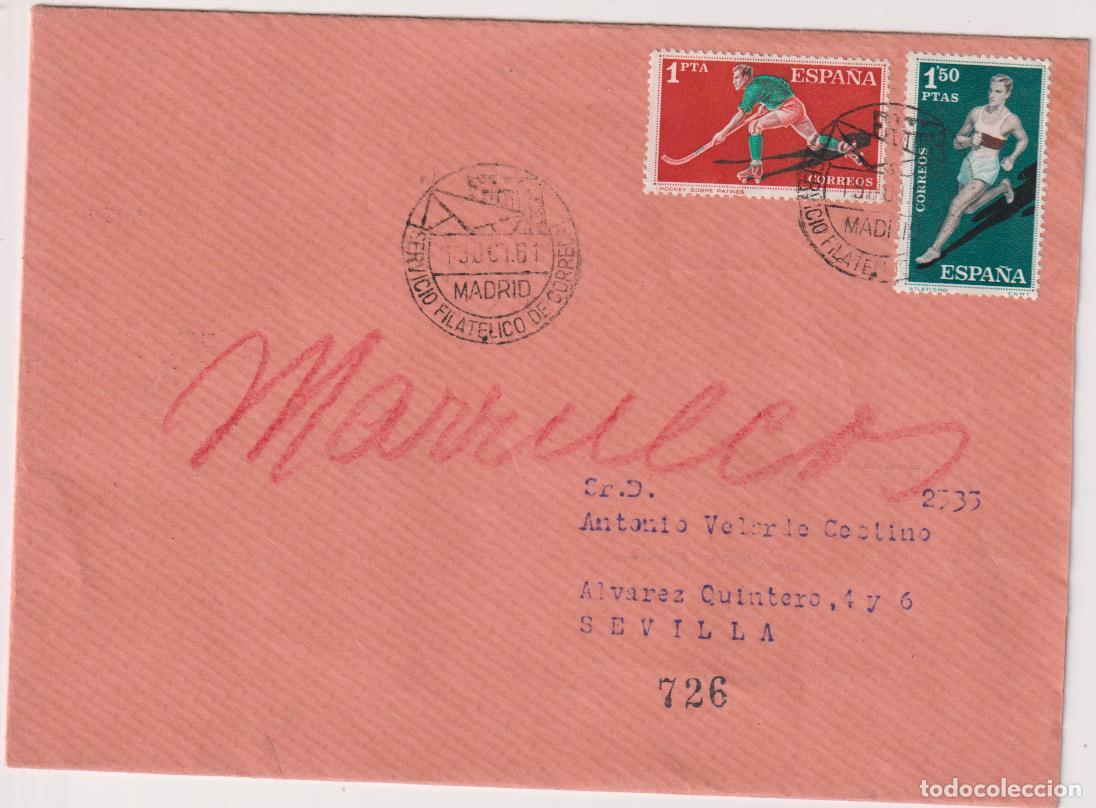 Stamps: Carta de Madrid a Sevilla del 13-oct. 61. bonitos fechadores
