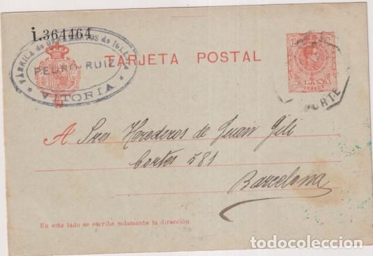 Sellos: Tarjeta Entero Postal 49. 1&ordf; serie 1910. Circulada de Vitoria a Barcelona del 20 May. 1919