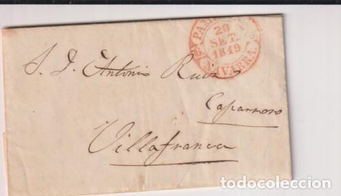 Stamps: Carta de Pamplona a Villafranca del 20 Sep. 1849 con marca 34R