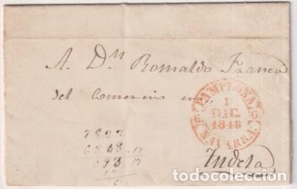 Stamps: Carta de Isaba (Franqueada en Pamplona) a Tudela del 1 Dic. 1848 con marca 34R