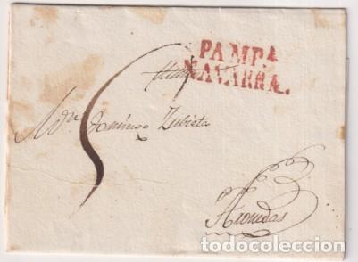 Stamps: Carta de Pamplona a Arguedas del 2 Ago. 1833 con marca 32R. y porteo 5 N. Bonito color en marca