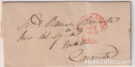 Stamps: Carta de Pamplona a Tudela-Cascante (Se. del ayuntamiento) marca 34R. escribe sobre 20. 000 r. entre