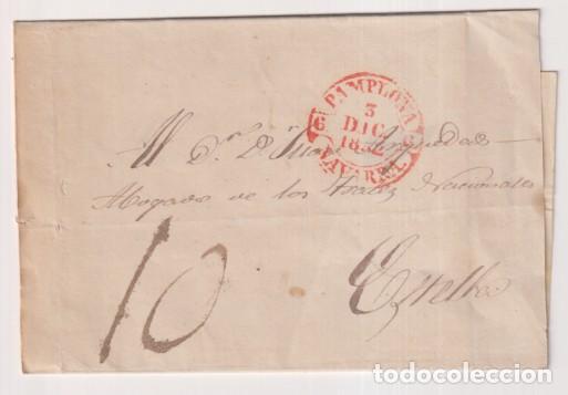 Stamps: Carta de Pamplona a Corella del 3 dic. 1852 con marca 34R. y porteo 10 N