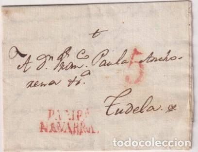 Stamps: Carta de Pamplona a Tudela del 18 Ene. 1832 con marca 32R. y porteo 5 R