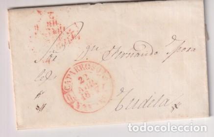 Stamps: Carta de Caparroso a Tudela del 22 Abr. 1844 con Marca 7R. y Baeza de llegada a Tudela